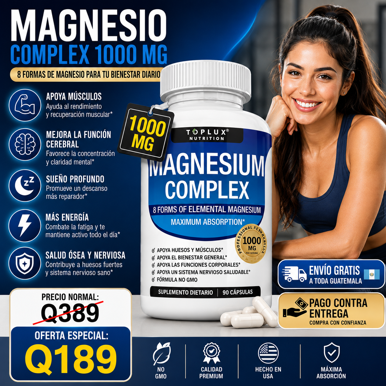 ¿Estrés y mal descanso? 🌙 Prueba Magnesio 8 en 1.