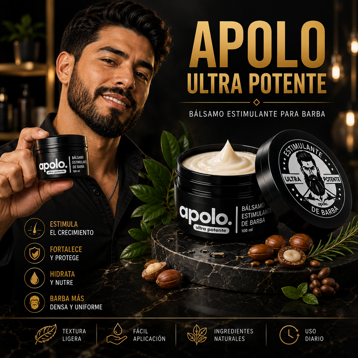 Apolo Ultra Potente® | Bálsamo para Barba con Minoxidil al 20%