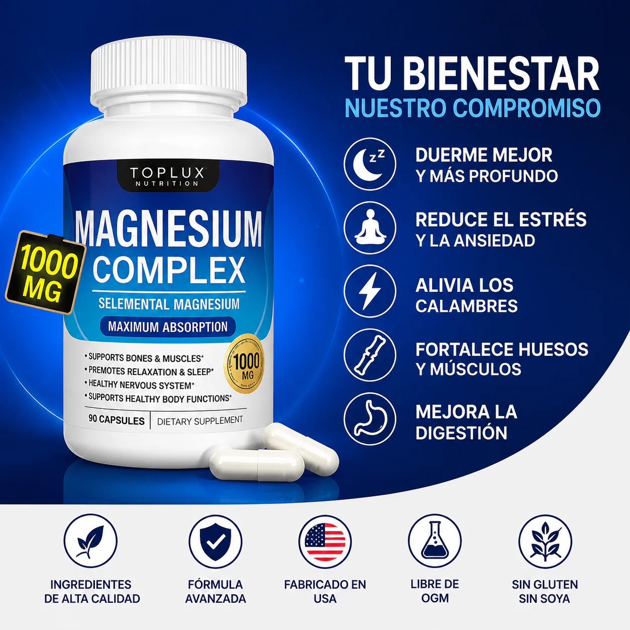 ¿Ansiedad, estrés y mal descanso? Descubre Magnesio 8 en 1 para relajarte y dormir mejor 🌙