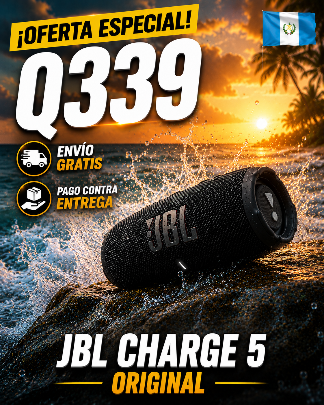 BOCINA JBL CHARGE 5 ORIGINAL – SONIDO POTENTE Y RESISTENTE AL AGUA
