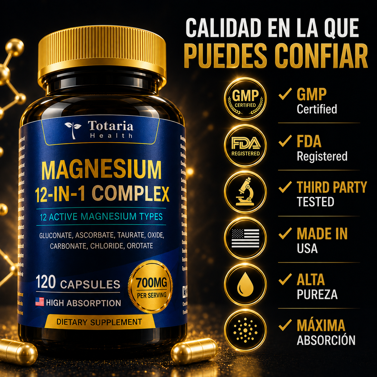 Magnesium 12 en 1 Complex – 12 Tipos de Magnesio para el Bienestar Diario